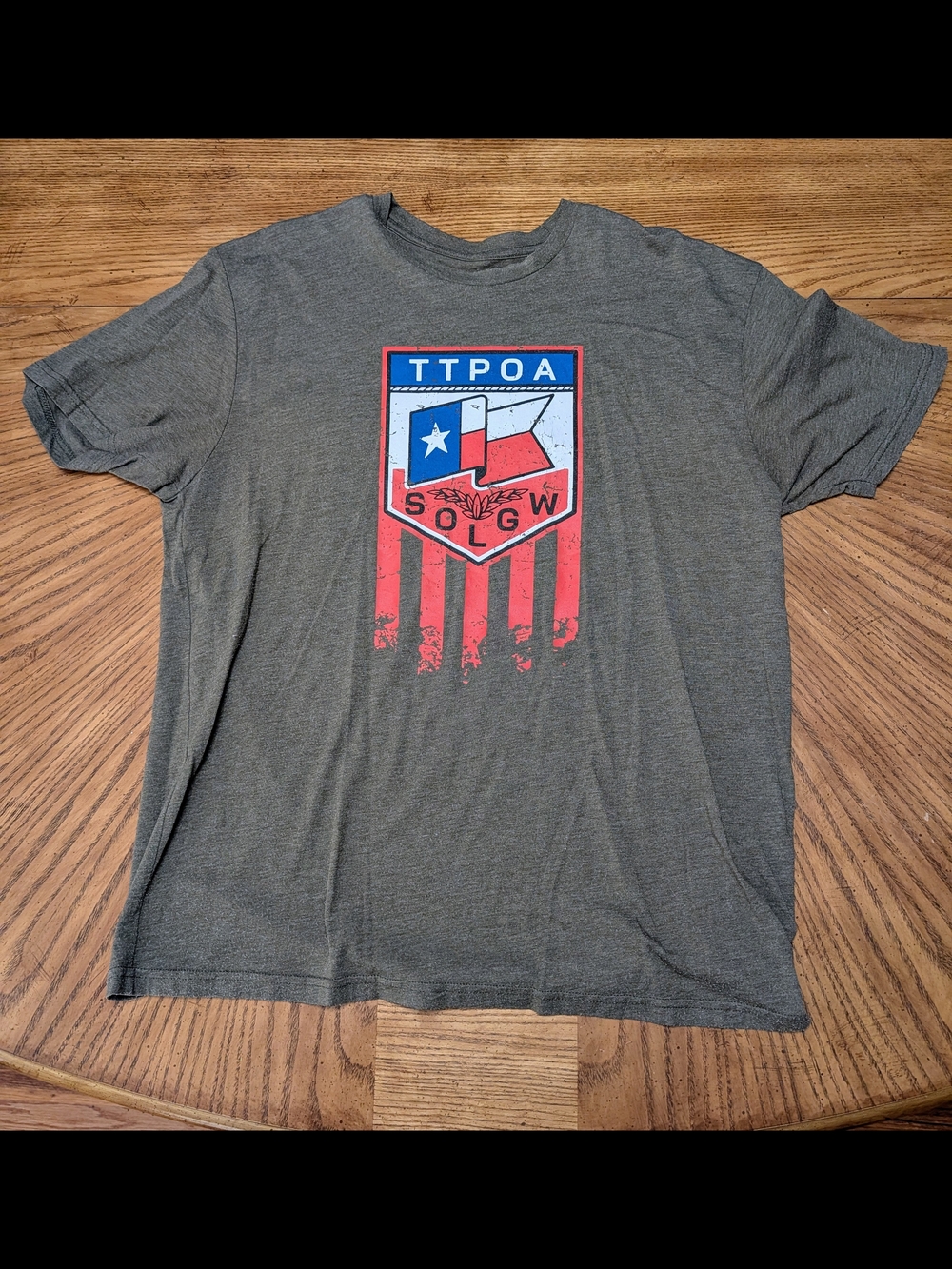 TTPOA Men's OD Green Short Sleeve Graphic Tee with Texas Shield